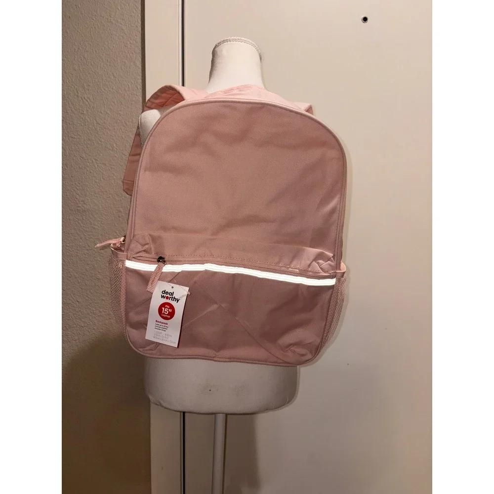 Deal Worthy Light Pink 15 Inch Laptop Backpack Padded Straps School Travel Bag